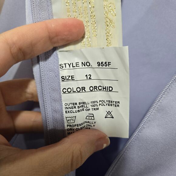 Y2K Vintage Purple Rhinestone Embellished Ball Gown Dress Flower Girl Size 12 - Picture 13 of 16